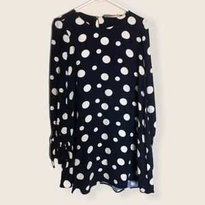 ZARA | Navy Blue and White Polka Dot Dress